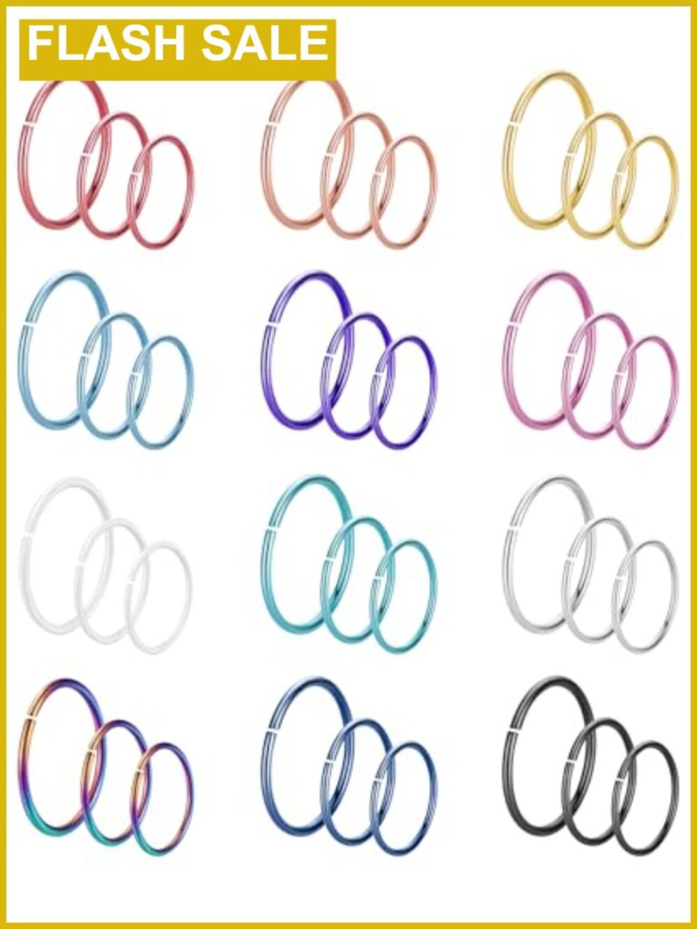 Stainless Steel Nose Ring Hoops Set Cartilage Helix Earring Lip Rings Piercing